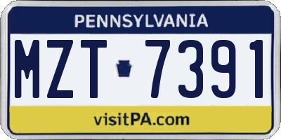 PA license plate MZT7391