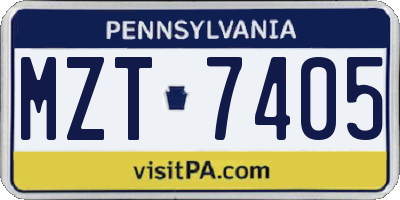 PA license plate MZT7405
