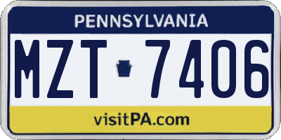 PA license plate MZT7406
