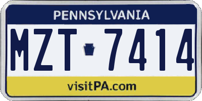 PA license plate MZT7414