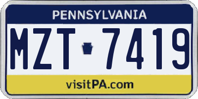 PA license plate MZT7419