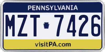 PA license plate MZT7426