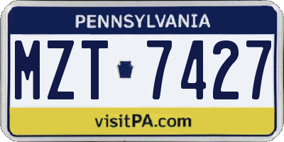 PA license plate MZT7427