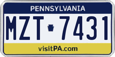 PA license plate MZT7431