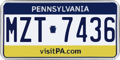 PA license plate MZT7436