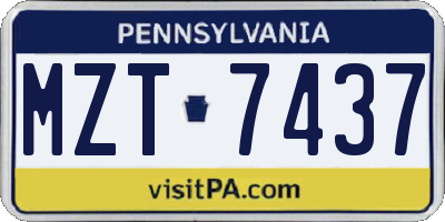 PA license plate MZT7437