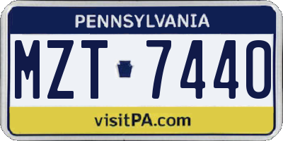 PA license plate MZT7440