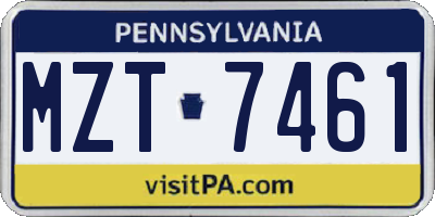 PA license plate MZT7461