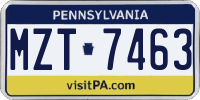 PA license plate MZT7463