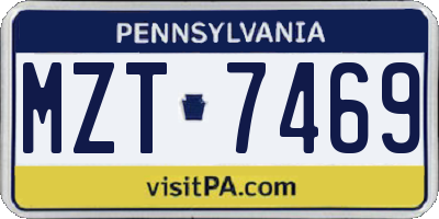 PA license plate MZT7469