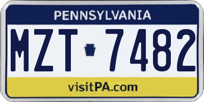 PA license plate MZT7482