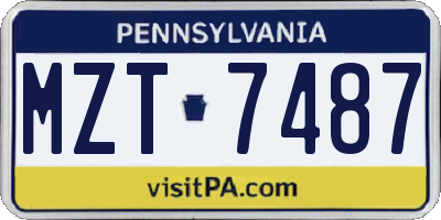PA license plate MZT7487