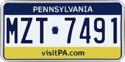 PA license plate MZT7491