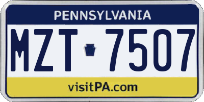 PA license plate MZT7507
