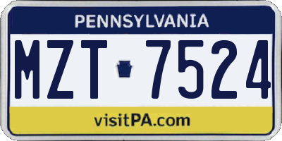 PA license plate MZT7524