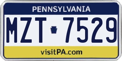 PA license plate MZT7529