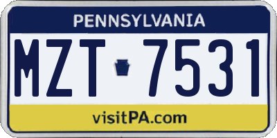 PA license plate MZT7531