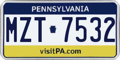 PA license plate MZT7532