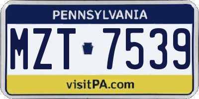 PA license plate MZT7539