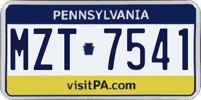 PA license plate MZT7541