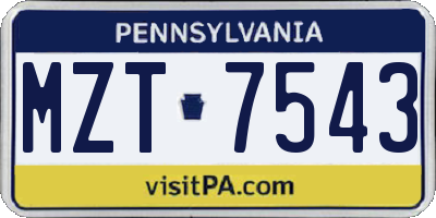 PA license plate MZT7543