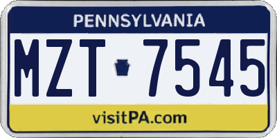 PA license plate MZT7545