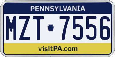 PA license plate MZT7556