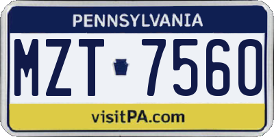 PA license plate MZT7560