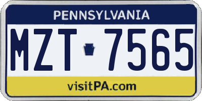 PA license plate MZT7565