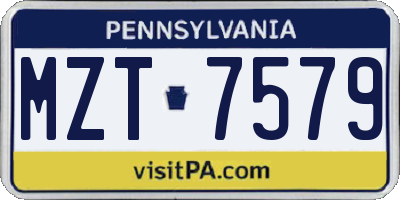 PA license plate MZT7579