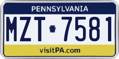 PA license plate MZT7581