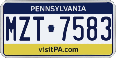 PA license plate MZT7583