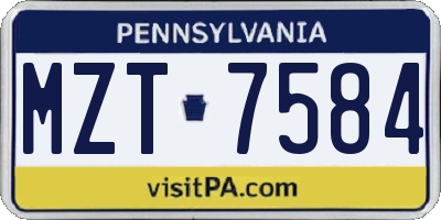 PA license plate MZT7584