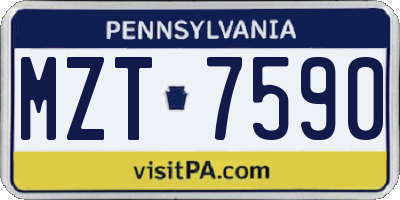 PA license plate MZT7590