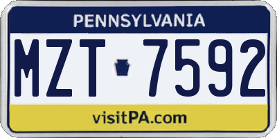 PA license plate MZT7592