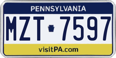 PA license plate MZT7597