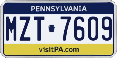 PA license plate MZT7609