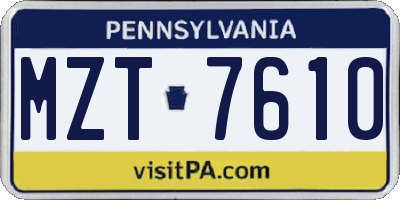 PA license plate MZT7610