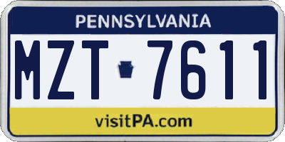 PA license plate MZT7611