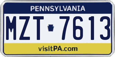 PA license plate MZT7613