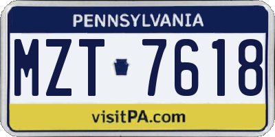 PA license plate MZT7618