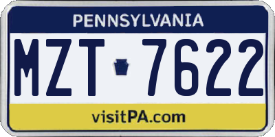 PA license plate MZT7622