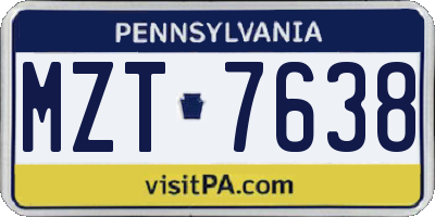 PA license plate MZT7638