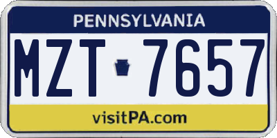 PA license plate MZT7657