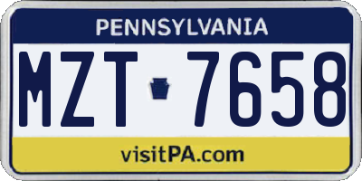 PA license plate MZT7658