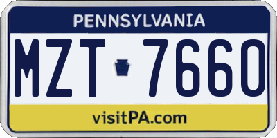 PA license plate MZT7660