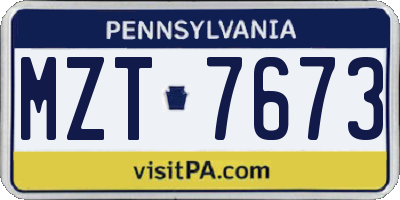 PA license plate MZT7673