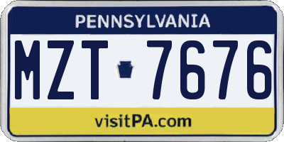 PA license plate MZT7676