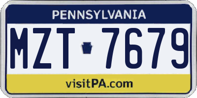 PA license plate MZT7679