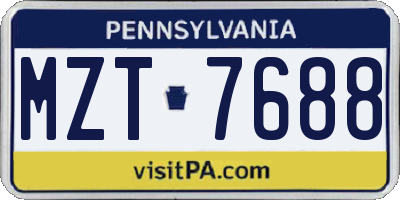 PA license plate MZT7688